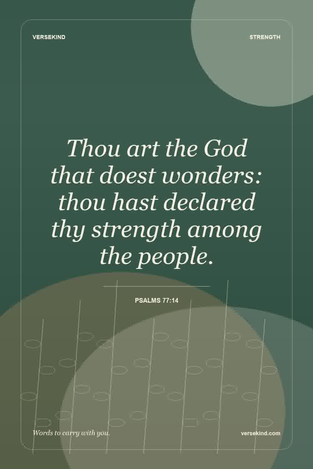 Thou art the God that doest wonders: thou hast declared thy strength among the people. — Psalms 77:14