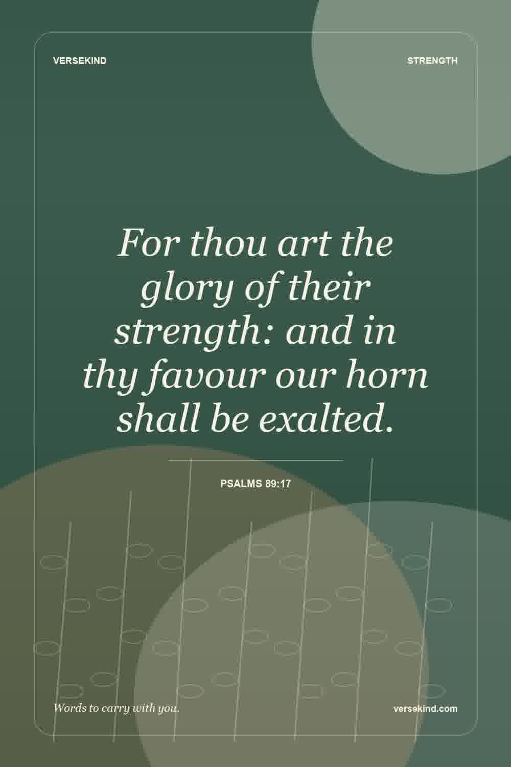 For thou art the glory of their strength: and in thy favour our horn shall be exalted. — Psalms 89:17