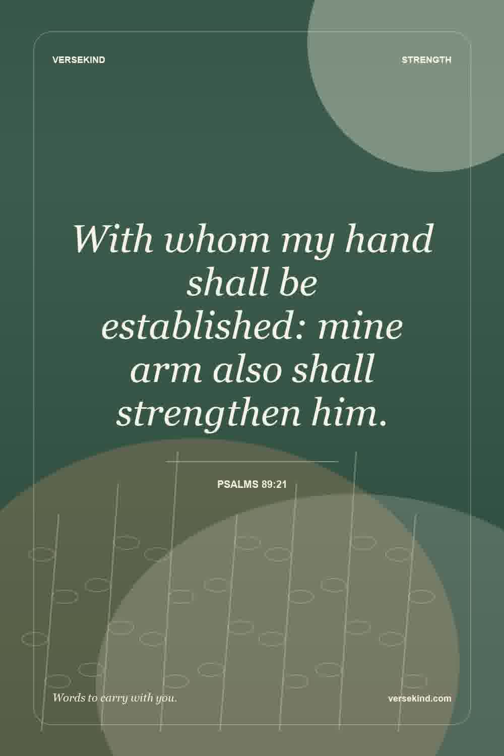 With whom my hand shall be established: mine arm also shall strengthen him. — Psalms 89:21