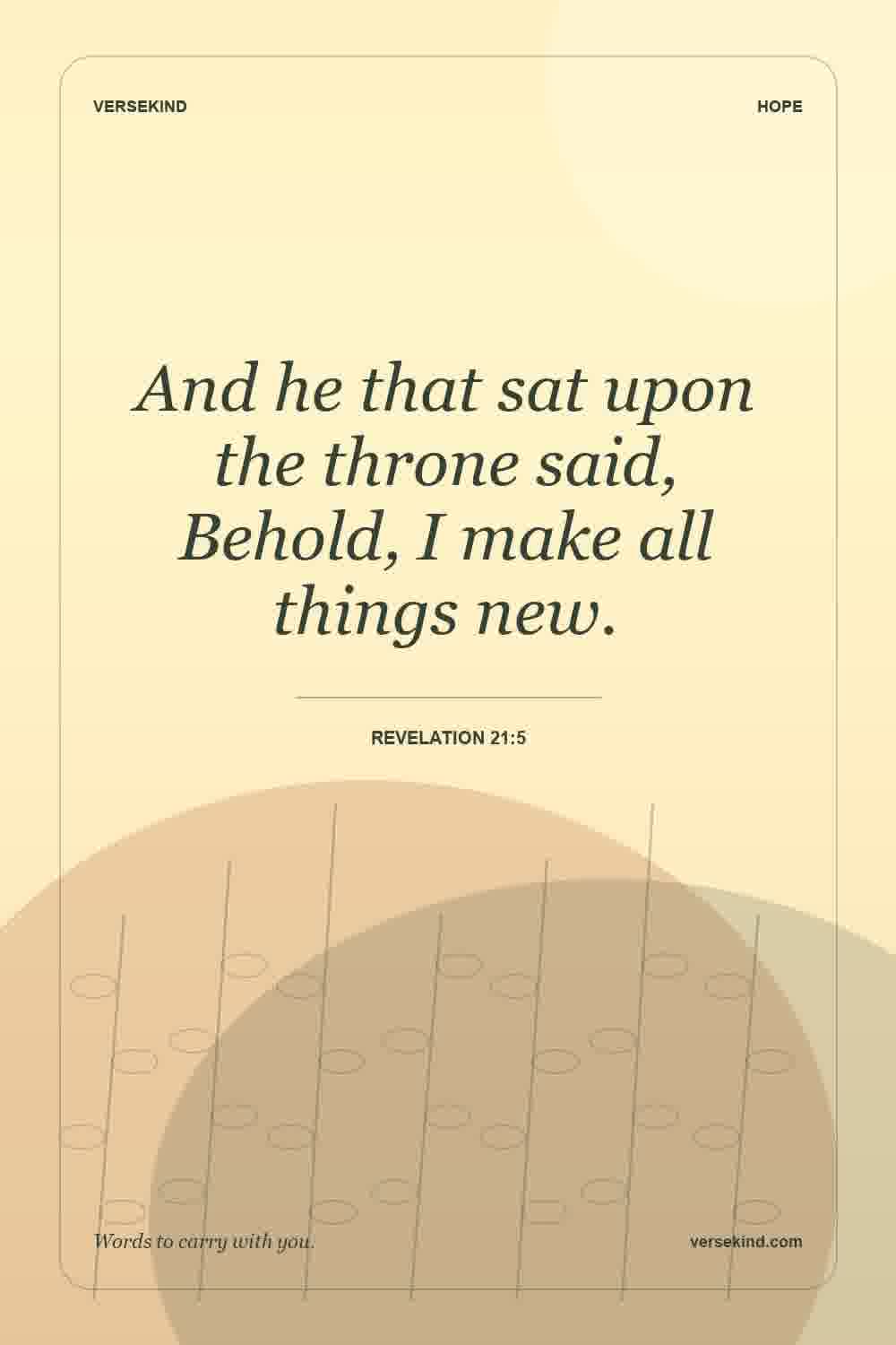 And he that sat upon the throne said, Behold, I make all things new. — Revelation 21:5