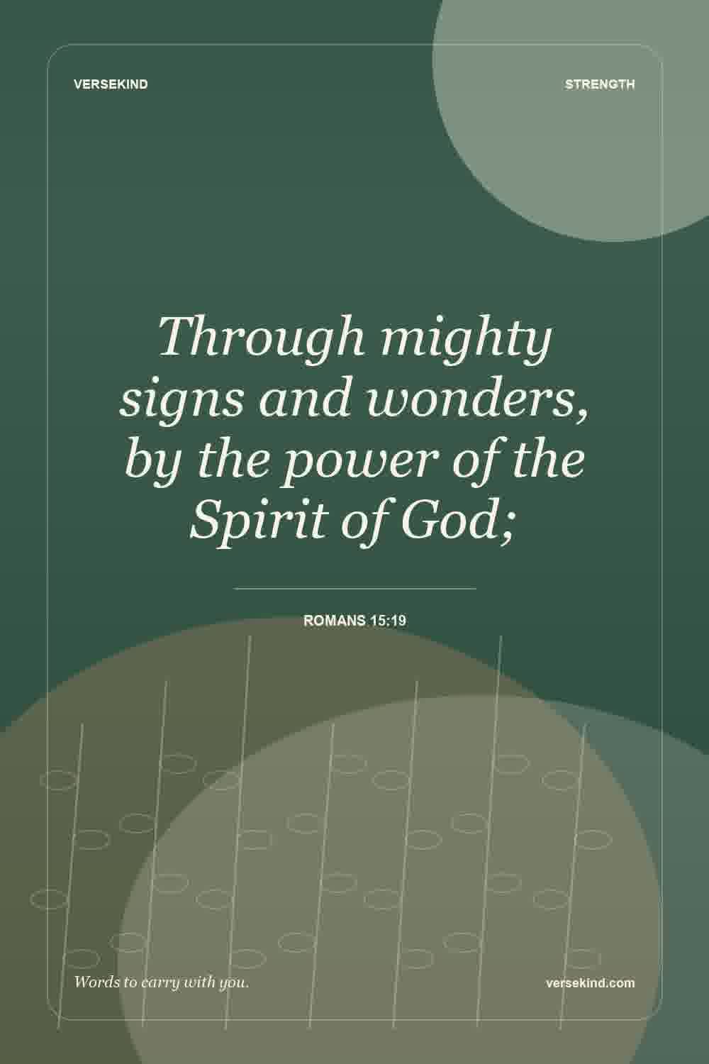 Through mighty signs and wonders, by the power of the Spirit of God; — Romans 15:19