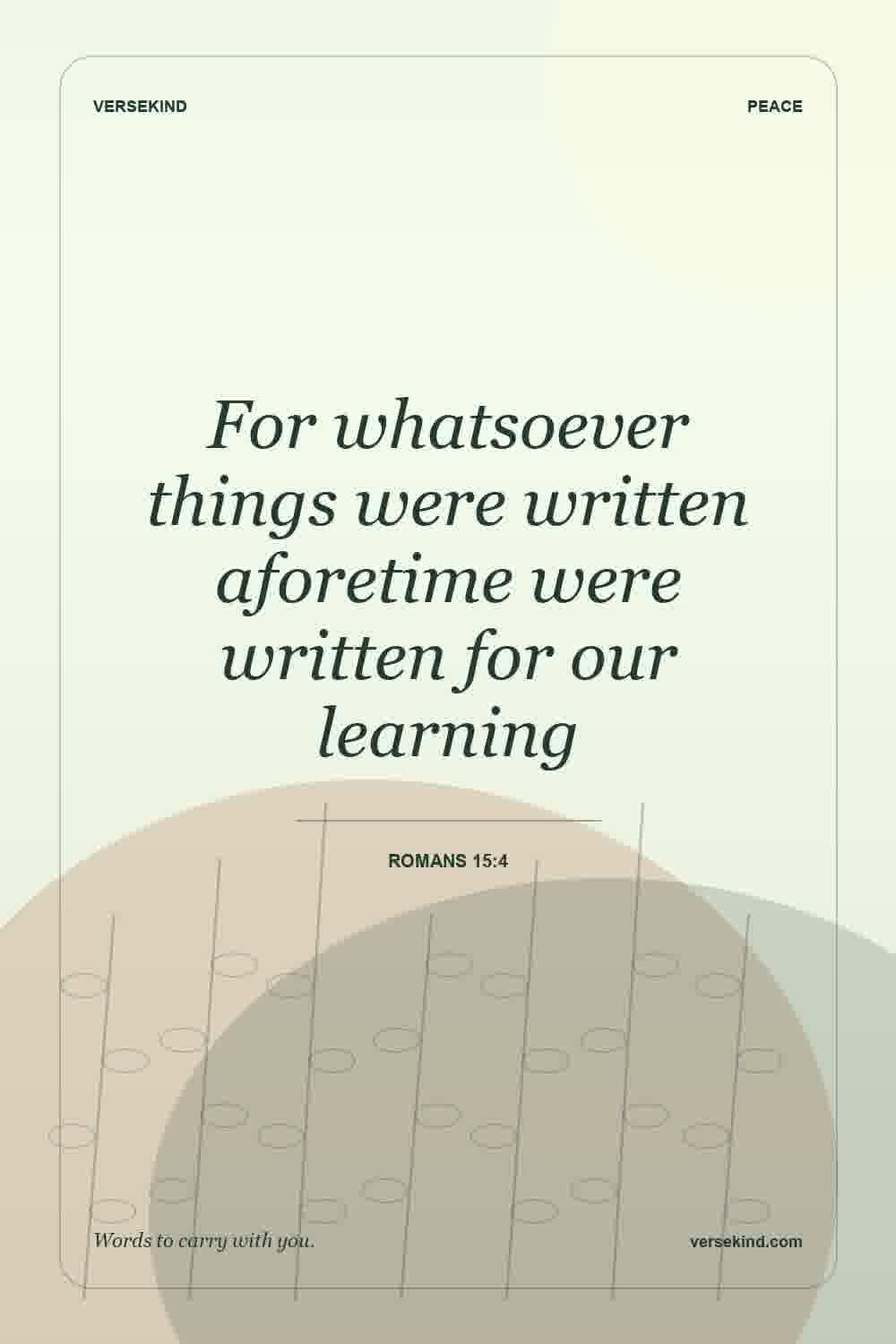 For whatsoever things were written aforetime were written for our learning — Romans 15:4