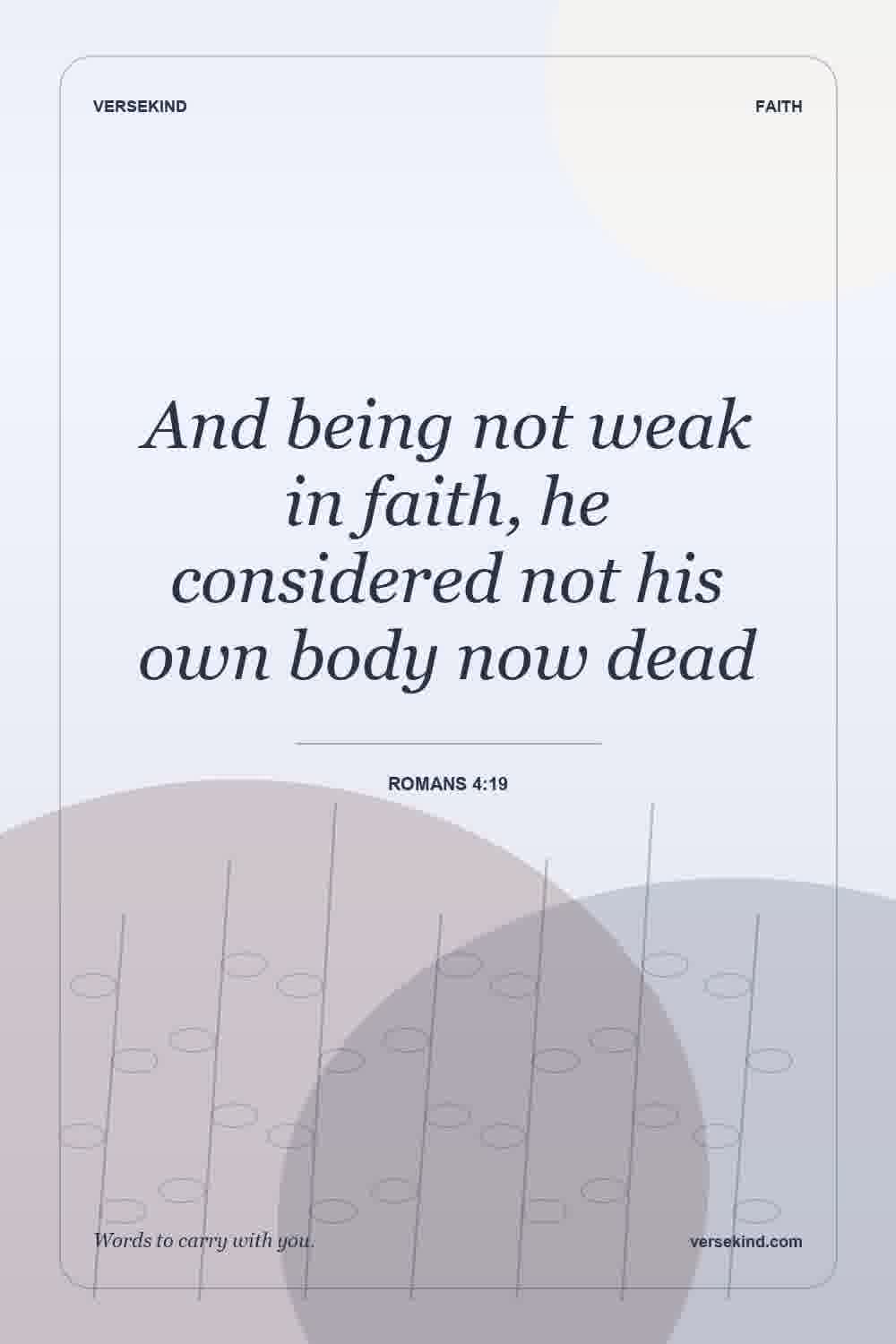 And being not weak in faith, he considered not his own body now dead — Romans 4:19