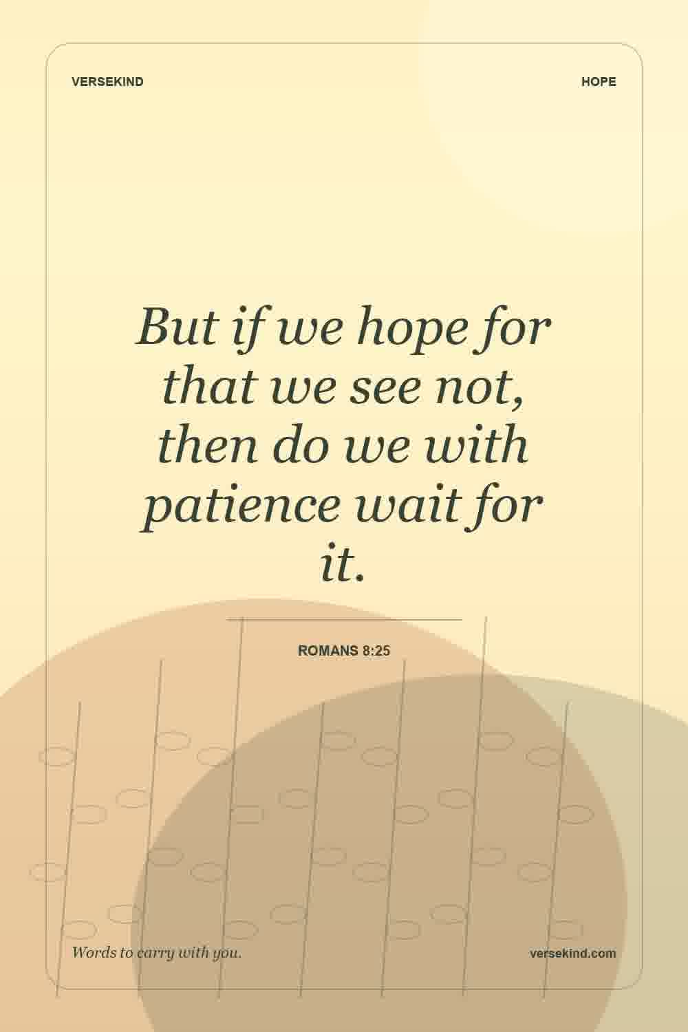 But if we hope for that we see not, then do we with patience wait for it. — Romans 8:25