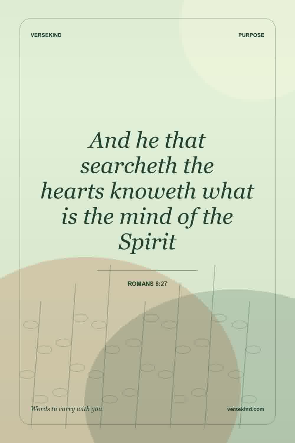 And he that searcheth the hearts knoweth what is the mind of the Spirit — Romans 8:27