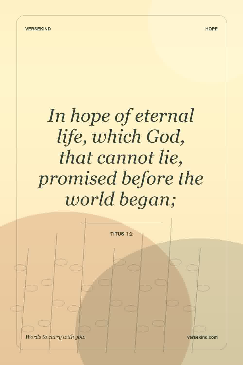 In hope of eternal life, which God, that cannot lie, promised before the world began; — Titus 1:2